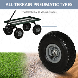 Heavy Duty Garden Wagon Cart, Utility Wagon Cart with Metal Frame, 10" Wheels and 180° Rotating Handle, 330 lbs Capacity, for Garden, Beach, Lawn, Black