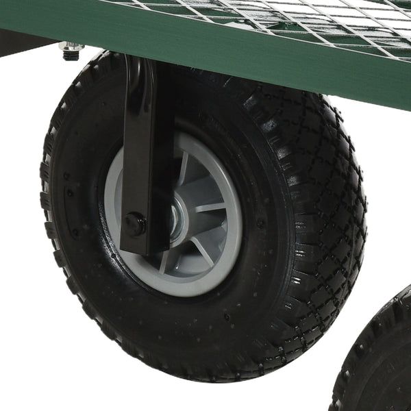Heavy Duty Garden Wagon Cart, Utility Wagon Cart with Metal Frame, 10" Wheels and 180° Rotating Handle, 330 lbs Capacity, for Garden, Beach, Lawn, Black