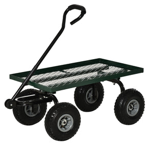 Heavy Duty Garden Wagon Cart, Utility Wagon Cart with Metal Frame, 10" Wheels and 180° Rotating Handle, 330 lbs Capacity, for Garden, Beach, Lawn, Black