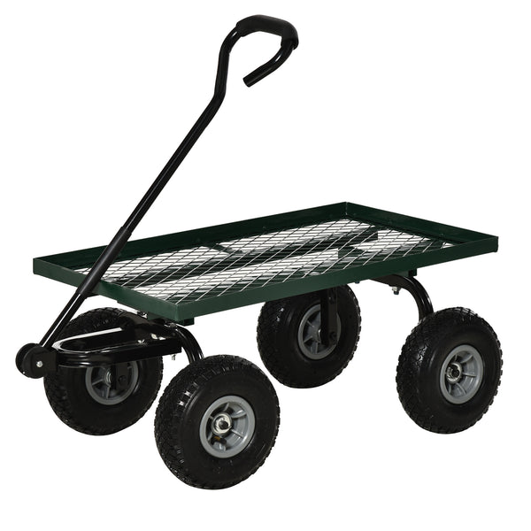 Heavy Duty Garden Wagon Cart, Utility Wagon Cart with Metal Frame, 10" Wheels and 180° Rotating Handle, 330 lbs Capacity, for Garden, Beach, Lawn, Black