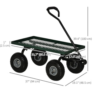 Heavy Duty Garden Wagon Cart, Utility Wagon Cart with Metal Frame, 10" Wheels and 180° Rotating Handle, 330 lbs Capacity, for Garden, Beach, Lawn, Black