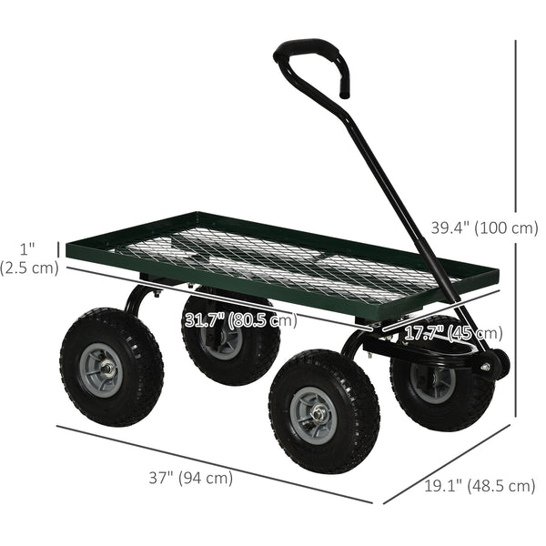 Heavy Duty Garden Wagon Cart, Utility Wagon Cart with Metal Frame, 10" Wheels and 180° Rotating Handle, 330 lbs Capacity, for Garden, Beach, Lawn, Black