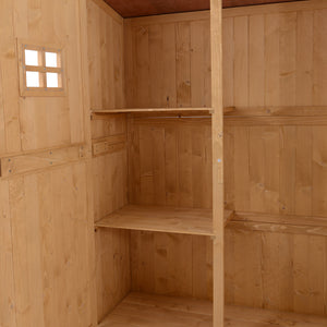 Wooden Garden Shed with Two Windows, Tool Storage Cabinet, Outdoor Double Door Organizer 127.5L x 50W x 164H cm, Natural