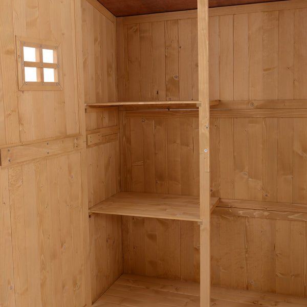 Wooden Garden Shed with Two Windows, Tool Storage Cabinet, Outdoor Double Door Organizer 127.5L x 50W x 164H cm, Natural