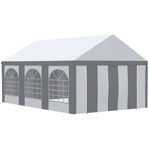 6 x 4m Galvanised Party Tent, Marquee Gazebo with Sides, Six Windows and Double Doors, for Parties, Wedding and Events