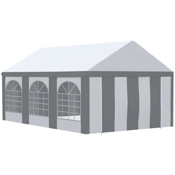 6 x 4m Galvanised Party Tent, Marquee Gazebo with Sides, Six Windows and Double Doors, for Parties, Wedding and Events