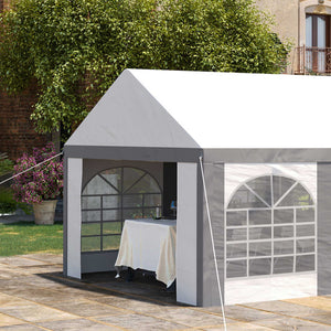 6 x 4m Galvanised Party Tent, Marquee Gazebo with Sides, Six Windows and Double Doors, for Parties, Wedding and Events