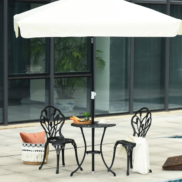 3 Piece Patio Bistro Set, Outdoor Aluminium Garden Table and Chairs with Umbrella Hole for Balcony, Black