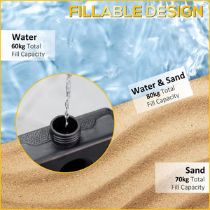 Set of 4 Parasol Base Weights, Umbrella Weight Set for Banana Hanging Cantilever Umbrella, Can Be Filled with Sand or Water, Black