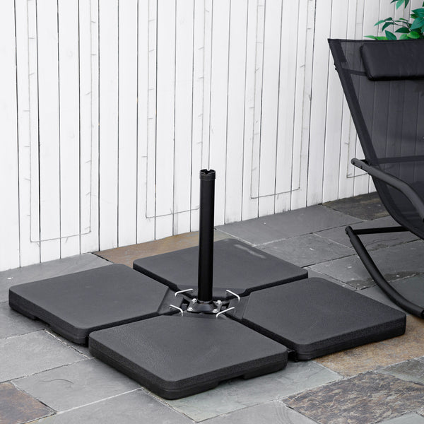 Set of 4 Parasol Base Weights, Umbrella Weight Set for Banana Hanging Cantilever Umbrella, Can Be Filled with Sand or Water, Black