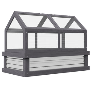Wooden Cold Frame Greenhouse, Raised Garden Bed with Polycarbonate Greenhouse, Flower Planter Protection, 48" x 24" x 32", Grey