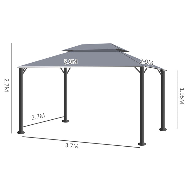 3 x 4m Aluminium Garden Gazebo, Marquee Canopy Shelter Pavilion Party Tent with Nets and Curtains for Garden and Deck, Dark Grey