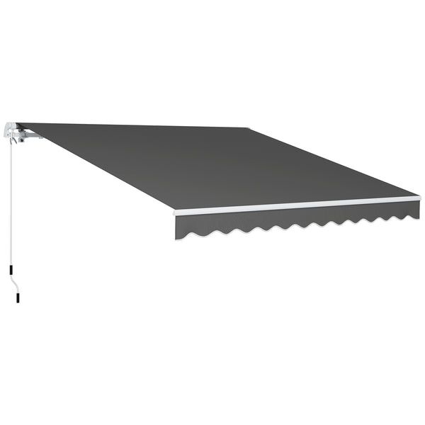 3 x 2.5m Garden Patio Manual Awning, Retractable Canopy Sun Shade Shelter with Fittings and Crank Handle, Dark Grey