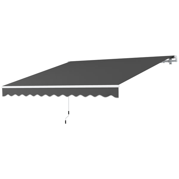 3 x 2.5m Garden Patio Manual Awning, Retractable Canopy Sun Shade Shelter with Fittings and Crank Handle, Dark Grey