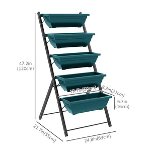 5-Tier Raised Garden Bed with 5 Planter Boxes, Outdoor Plant Stand Grow Containers with Leaking Holes for Balcony Patio Outdoor, Green