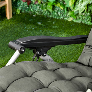 Reclining Zero Gravity Chair with Adjustable Backrest, Folding Garden Sun Lounger with Removable Cushion and Headrest, Dark Grey