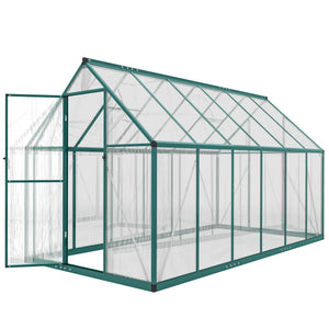 11x6 ft Polycarbonate Greenhouse with Swing Door and Two Adjustable Roof Vents, Aluminum Walk-in Greenhouse Outdoor Greenhouse for Patio Garden Backyard, Dark Green