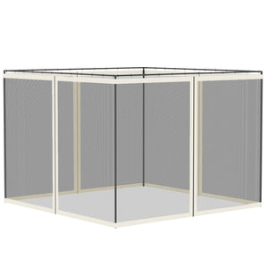 Replacement Mosquito Netting for Gazebo 10' x 10' Black Screen Walls for Canopy with Zippers for Parties and Outdoor Activities, White