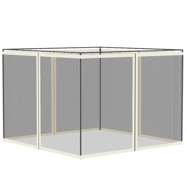 Replacement Mosquito Netting for Gazebo 10' x 10' Black Screen Walls for Canopy with Zippers for Parties and Outdoor Activities, White