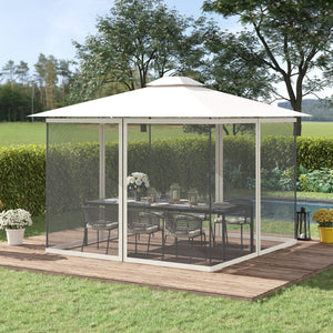 Replacement Mosquito Netting for Gazebo 10' x 10' Black Screen Walls for Canopy with Zippers for Parties and Outdoor Activities, White