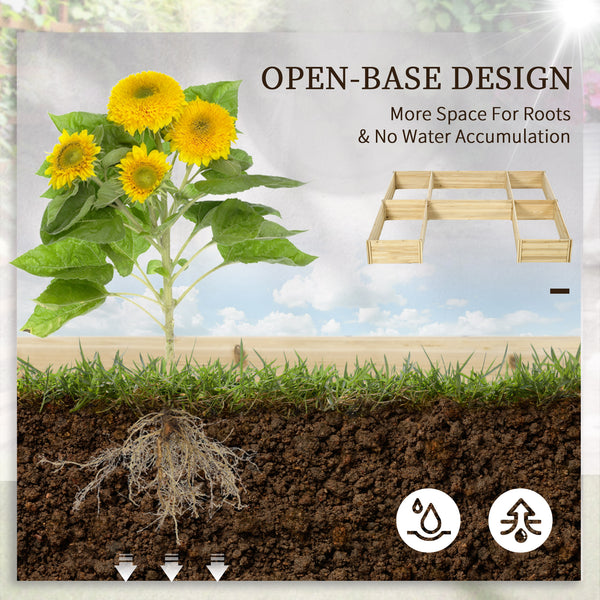 DIY 5-box Wooden Raised Garden Bed Kit with Open Bottom, Outdoor Elevated Planter Box for Outdoor Plants, Vegetables, Flowers, Herbs, Natural Wood