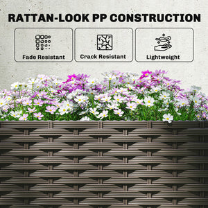 3PCS Plastic Planter Box with Trellis, Self-Watering Raised Garden Bed with Trellis and Automatic Watering Timer Kit, Outdoor Raised Planter with Drainage Holes, Plugs and Water Reservoir