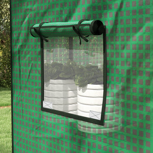 Walk-in Greenhouse Cover Replacement with Roll-up Door and Mesh Windows, Reinforced PE Hot House Cover, COVER ONLY, 140 x 73 x 190cm, Green