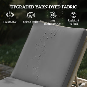 Chaise Lounge Cushions Outdoor Set of 2, Fade Resistant, 72 x 21 x 3 In Sun Lounger Replacement Cushions, Patio Lounge Chair Pads with Removable Cover for Pool, Beach, Deck, Lawn, Gray