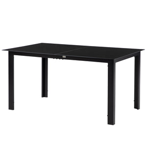 Outdoor Dining Table for 6, Aluminium Rectangular Garden Table with Tempered Glass Tabletop for Yard, Deck, Patio, 150 x 90 x 74 cm, Black