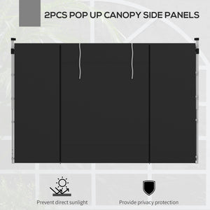 Gazebo Side Panels with Windows and Doors, for 3x3(m) or 3x6m Pop Up Gazebo, 2 Pack Sides Replacement, Black