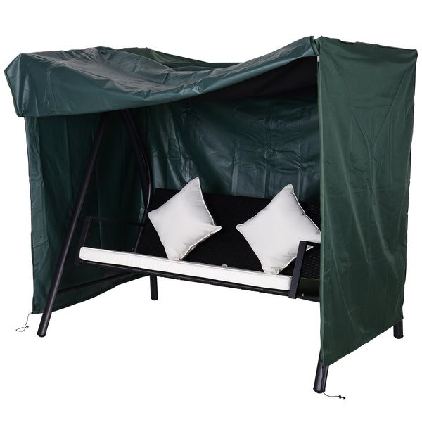 Outdoor Swing Cover, Large 3-Seat Patio Swing Chair Hammock Cover UV Resistant Windproof All Weather Protection, Green