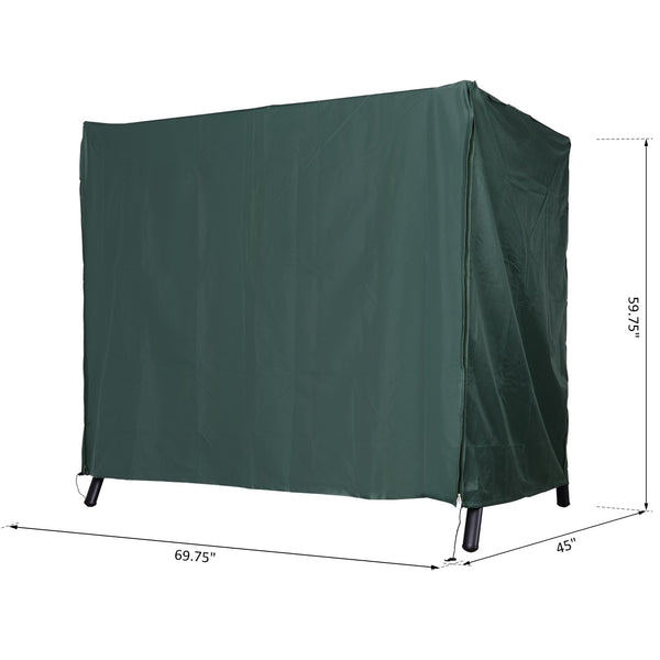 Outdoor Swing Cover, Large 3-Seat Patio Swing Chair Hammock Cover UV Resistant Windproof All Weather Protection, Green