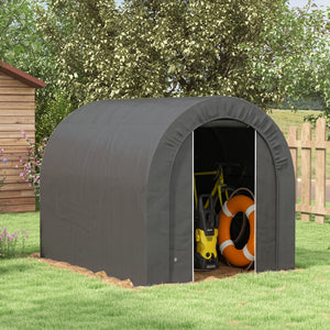 6' x 8' Outdoor Storage Shed Tent, Portable Shed with Galvanised Steel Frame and ZIipper Roll-up Door, Bike Shed Motorcycle Shelter for Patio Garden Tools, Dark Grey