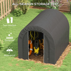 6' x 8' Outdoor Storage Shed Tent, Portable Shed with Galvanised Steel Frame and ZIipper Roll-up Door, Bike Shed Motorcycle Shelter for Patio Garden Tools, Dark Grey
