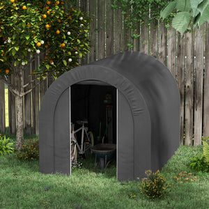 6' x 8' Outdoor Storage Shed Tent, Portable Shed with Galvanised Steel Frame and ZIipper Roll-up Door, Bike Shed Motorcycle Shelter for Patio Garden Tools, Dark Grey