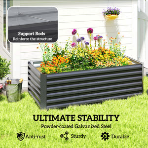 Galvanized Raised Garden Bed, 6' x 3' x 2' Outdoor Metal Planter Box, Standing Raised Bed for Growing Flowers, Herbs and Vegetables, Dark Grey