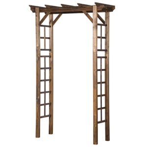 85" Wooden Garden Arbour for Wedding and Ceremony, Outdoor Garden Arch Trellis for Climbing Vines, Carbonized