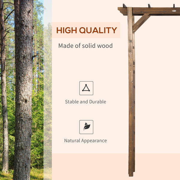 85" Wooden Garden Arbour for Wedding and Ceremony, Outdoor Garden Arch Trellis for Climbing Vines, Carbonized