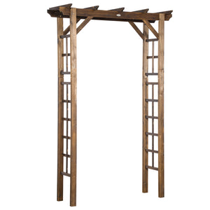 85" Wooden Garden Arbour for Wedding and Ceremony, Outdoor Garden Arch Trellis for Climbing Vines, Carbonized