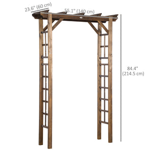 85" Wooden Garden Arbour for Wedding and Ceremony, Outdoor Garden Arch Trellis for Climbing Vines, Carbonized