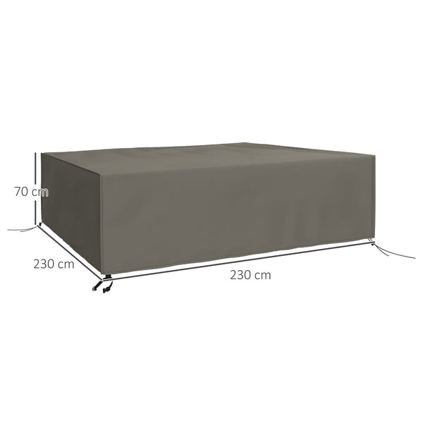 Large Patio Garden Furniture Set Cover 600D Oxford Square Waterproof, 230 x 230 x 70 cm, Grey