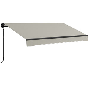  10' x 8' Retractable Awning, Patio Awning Sunshade Shelter with Manual Crank Handle, 280gsm UV Resistant Fabric and Aluminum Frame, for Balcony, Yard, Light Grey