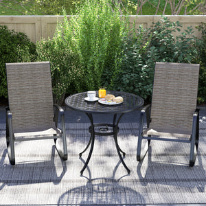 Outdoor Rocking Chairs Set of 2, Patio Rocking Chairs with Breathable Seat, Ergonomic Steel Frame Rocker with High Backrest, Armrests for Backyard, Garden, Light Brown