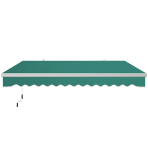 Outsunny 13' x 8' Retractable Awning, Patio Awnings, Sunshade Shelter w/ Manual Crank Handle, UV & Water-Resistant Fabric and Aluminum Frame for Deck, Balcony, Yard, Green
