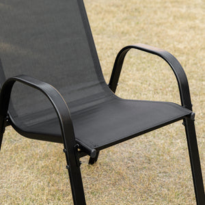 4-Piece Outdoor Dining Chairs, Stackable Patio Dining Chairs with Armrests, All Weather Breathable Fabric, Metal Frame for Porch, Deck, Yard, Garden, Lawn, Black