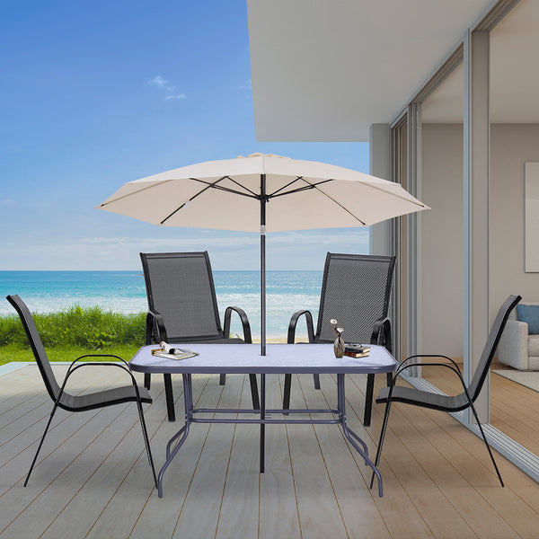 4-Piece Outdoor Dining Chairs, Stackable Patio Dining Chairs with Armrests, All Weather Breathable Fabric, Metal Frame for Porch, Deck, Yard, Garden, Lawn, Black
