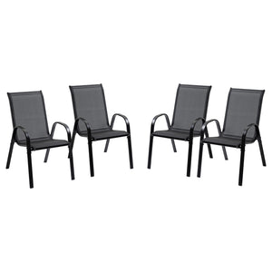 4-Piece Outdoor Dining Chairs, Stackable Patio Dining Chairs with Armrests, All Weather Breathable Fabric, Metal Frame for Porch, Deck, Yard, Garden, Lawn, Black