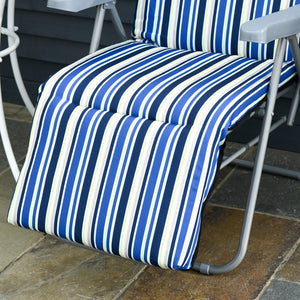 Set of 2 Garden Sun Lounger, Outdoor Reclining Seat Cushioned Seat, Foldable Adjustable Recliner, Grey and Blue