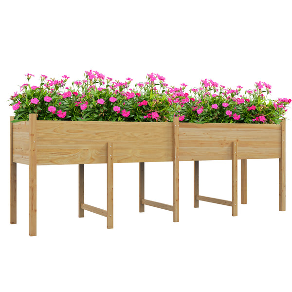 Wooden Raised Garden Bed Planter with Bed Liner and Drain Holes, Large Elevated Planter Box with Legs for Vegetables Flowers Herbs, Outdoor and Indoor, 7.4' x 1.8' x 2.6'