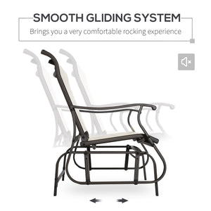 2-Person Outdoor Glider Chair, Patio Glider Rocking Chair with Mesh Seat and Backrest, Steel Frame for Outdoor, Backyard, Cream White